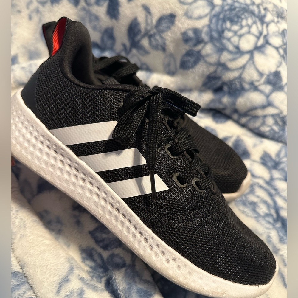 Adidas Black and White with pink accents